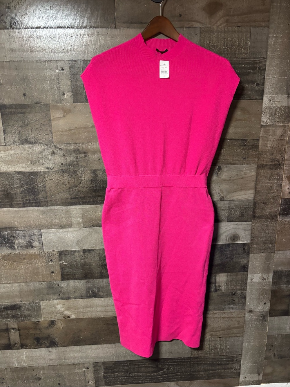 NWT Ann Taylor Pink Knit Midi Dress - Sleeveless Defined Waist M